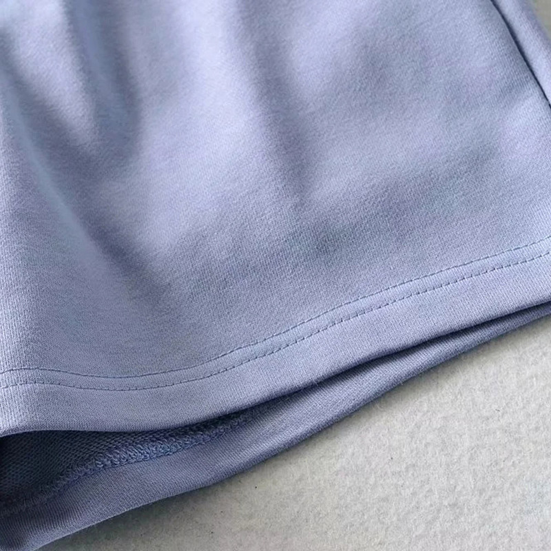 2021-es nyári alkalmi laza, tömör elasztikus, magas derekú izzadságos rövidnadrágok Női, fekete kék rövidnadrág zsebekkel Utcai ruházat