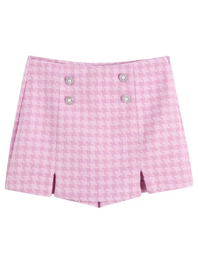 KPYTOMOA Moteriški, madingi priekiniai brangakmeniai papuošti sagomis Tvidiniai šortai Senoviniai sijonai su aukštu juosmeniu, užtrauktuku, moteriški sijonai Mujer