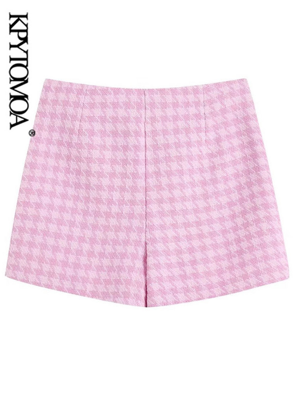 KPYTOMOA Moteriški, madingi priekiniai brangakmeniai papuošti sagomis Tvidiniai šortai Senoviniai sijonai su aukštu juosmeniu, užtrauktuku, moteriški sijonai Mujer