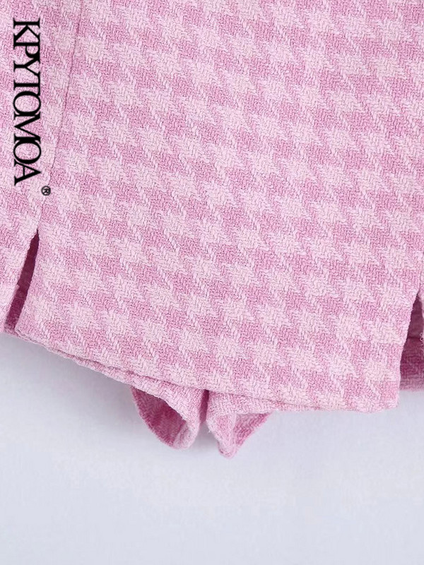 KPYTOMOA Moteriški, madingi priekiniai brangakmeniai papuošti sagomis Tvidiniai šortai Senoviniai sijonai su aukštu juosmeniu, užtrauktuku, moteriški sijonai Mujer