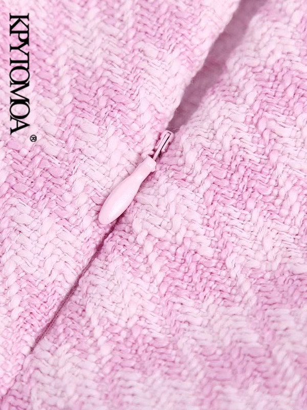 KPYTOMOA Moteriški, madingi priekiniai brangakmeniai papuošti sagomis Tvidiniai šortai Senoviniai sijonai su aukštu juosmeniu, užtrauktuku, moteriški sijonai Mujer