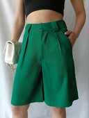 Vasariniai moteriški šortai Laisvi laisvalaikio žali violetiniai bermudų šortai moterims madinga kišenė aukštu juosmeniu iki kelių plačios kojos trumpos