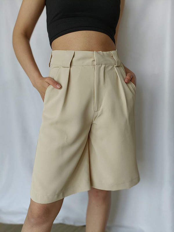 Vasariniai moteriški šortai Laisvi laisvalaikio žali violetiniai bermudų šortai moterims madinga kišenė aukštu juosmeniu iki kelių plačios kojos trumpos