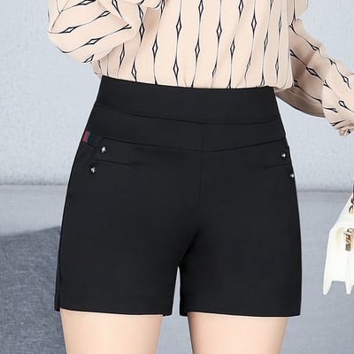 Kvaliteetsed vabaaja elastsed lühikesed püksid naiste pluss suured sirged kuumad lühikesed püksid punased mustad moodsad kõrge vöökohaga naiste suvepüksid