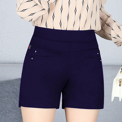 Kvaliteetsed vabaaja elastsed lühikesed püksid naiste pluss suured sirged kuumad lühikesed püksid punased mustad moodsad kõrge vöökohaga naiste suvepüksid