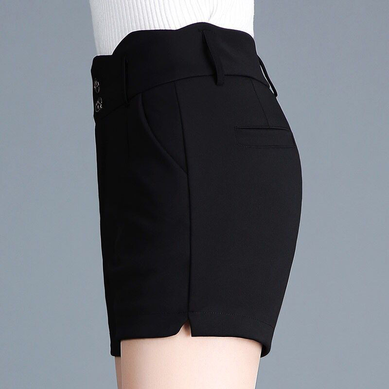 Kvaliteetsed vabaaja elastsed lühikesed püksid naiste pluss suured sirged kuumad lühikesed püksid punased mustad moodsad kõrge vöökohaga naiste suvepüksid