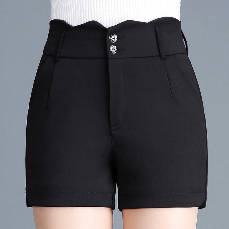 Kvaliteetsed vabaaja elastsed lühikesed püksid naiste pluss suured sirged kuumad lühikesed püksid punased mustad moodsad kõrge vöökohaga naiste suvepüksid