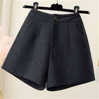 2022 m. rudens žieminiai vilnoniai šortai, moteriški korėjietiški aukštu juosmeniu, plačiomis kojomis, trumpos moteriškos kelnės, laisvalaikio laisvi auliniai viršutiniai drabužiai
