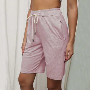 Καλοκαιρινό γυναικείο σορτς τσέπη με κορδόνι ψηλόμεσο μονόχρωμο κοντό παντελόνι casual loose streetwear ίσιο παντελόνι Τζόκινγκ