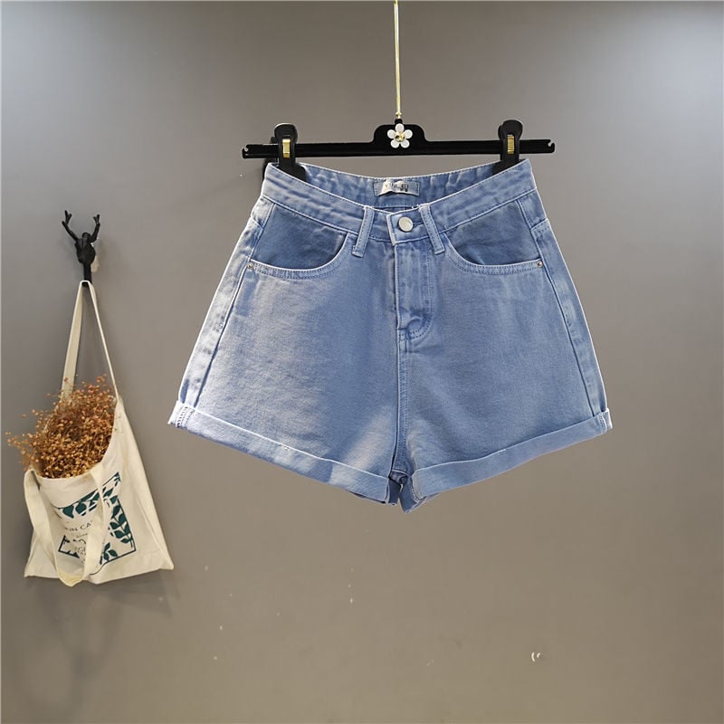 Vasaros rožiniai rožiniai džinsiniai šortai, moteriški Nauji saldainių spalvos plačios riestos plonos džinsai karštos kelnės Moteriškos seksualios geltonos apatinės kelnės