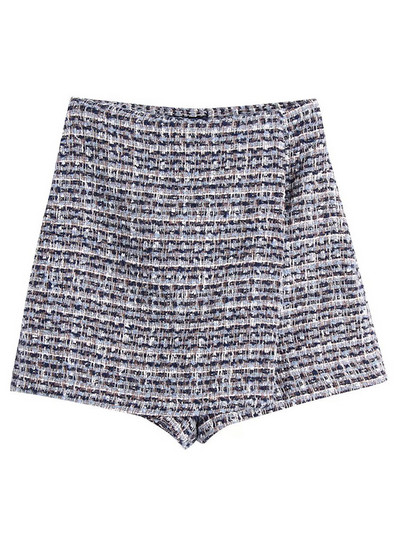 TRAF Moteriškos Prašmatnios mados tvido šortai senoviniai sijonai aukštu juosmeniu, užtrauktuku, moteriški sijonai Mujer