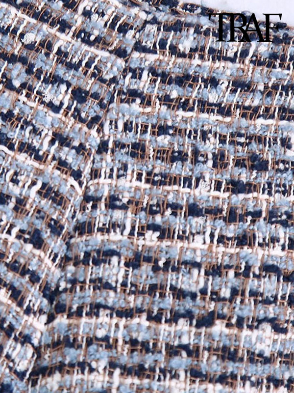 TRAF Moteriškos Prašmatnios mados tvido šortai senoviniai sijonai aukštu juosmeniu, užtrauktuku, moteriški sijonai Mujer