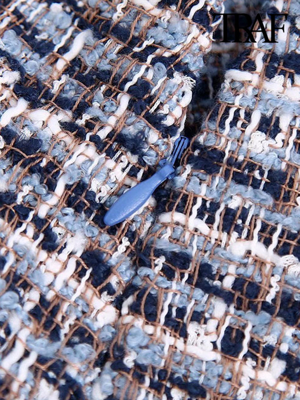 TRAF Moteriškos Prašmatnios mados tvido šortai senoviniai sijonai aukštu juosmeniu, užtrauktuku, moteriški sijonai Mujer