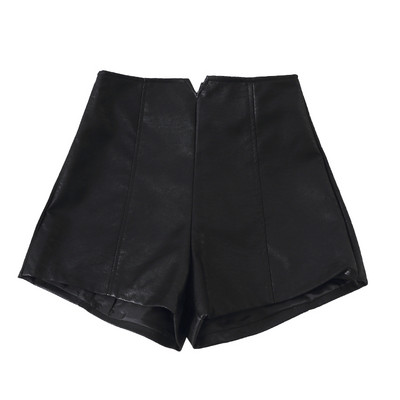 2022. aasta uus mood kõrge vöökohaga lühikesed püksid, vintage, õhuke lõhik, kõrge kvaliteediga nahast lühike seksikas must punane PU naiste lühikesed püksid suvised