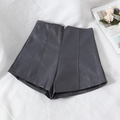 2022. aasta uus mood kõrge vöökohaga lühikesed püksid, vintage, õhuke lõhik, kõrge kvaliteediga nahast lühike seksikas must punane PU naiste lühikesed püksid suvised