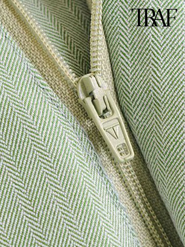 TRAF Női Elegáns, divatos oldalzsebek Egyenes rövidnadrágok Vintage magas derekú cipzáras női rövidnadrágok Pantalones Cortos