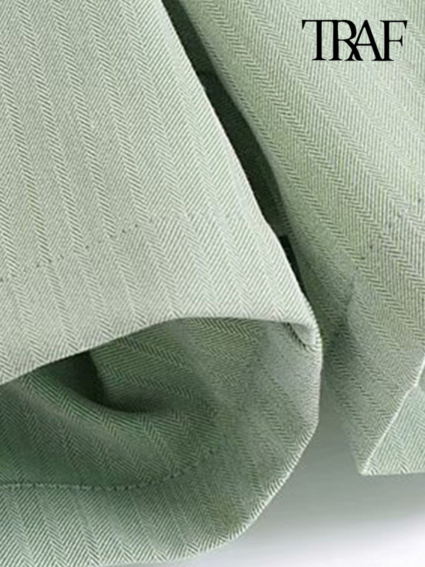 TRAF Női Elegáns, divatos oldalzsebek Egyenes rövidnadrágok Vintage magas derekú cipzáras női rövidnadrágok Pantalones Cortos