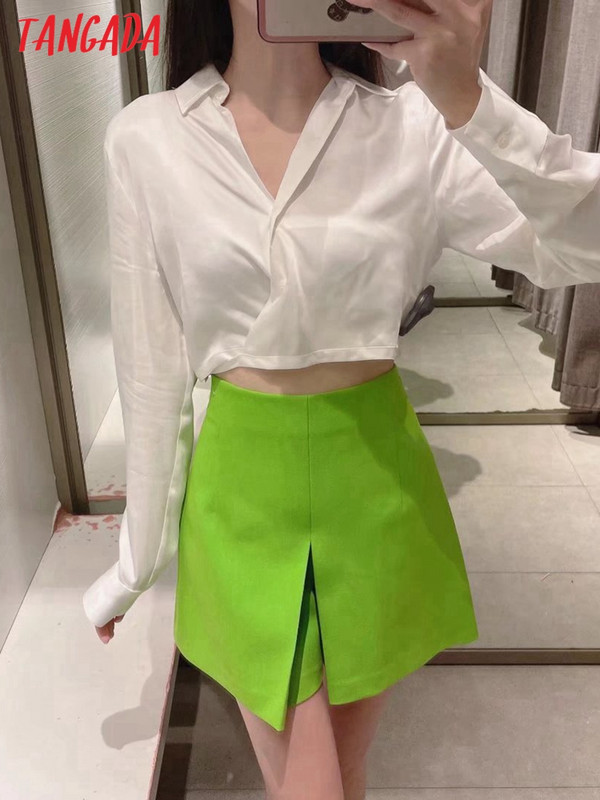 Tangada 2022 Nauji moteriški elegantiški žali šortai, šoninės kišenės su užtrauktuku OL šortai Pantalones 3H145