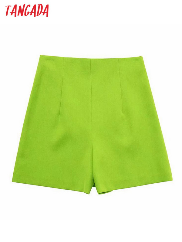 Tangada 2022 Nauji moteriški elegantiški žali šortai, šoninės kišenės su užtrauktuku OL šortai Pantalones 3H145