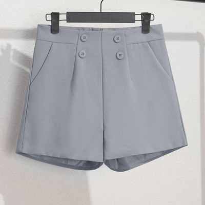 Sungtin gombos alap rövidnadrág női 7 színű magas derekú divat tömör széles lábú rövid nadrág Koreai nyári rövidnadrág Női ruhák 2022