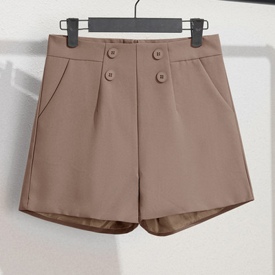 Sungtin gombos alap rövidnadrág női 7 színű magas derekú divat tömör széles lábú rövid nadrág Koreai nyári rövidnadrág Női ruhák 2022