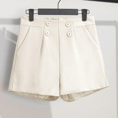 Sungtin gombos alap rövidnadrág női 7 színű magas derekú divat tömör széles lábú rövid nadrág Koreai nyári rövidnadrág Női ruhák 2022