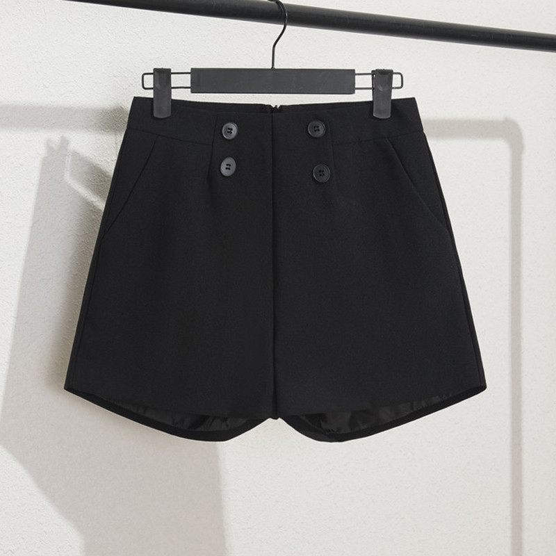 Sungtin gombos alap rövidnadrág női 7 színű magas derekú divat tömör széles lábú rövid nadrág Koreai nyári rövidnadrág Női ruhák 2022