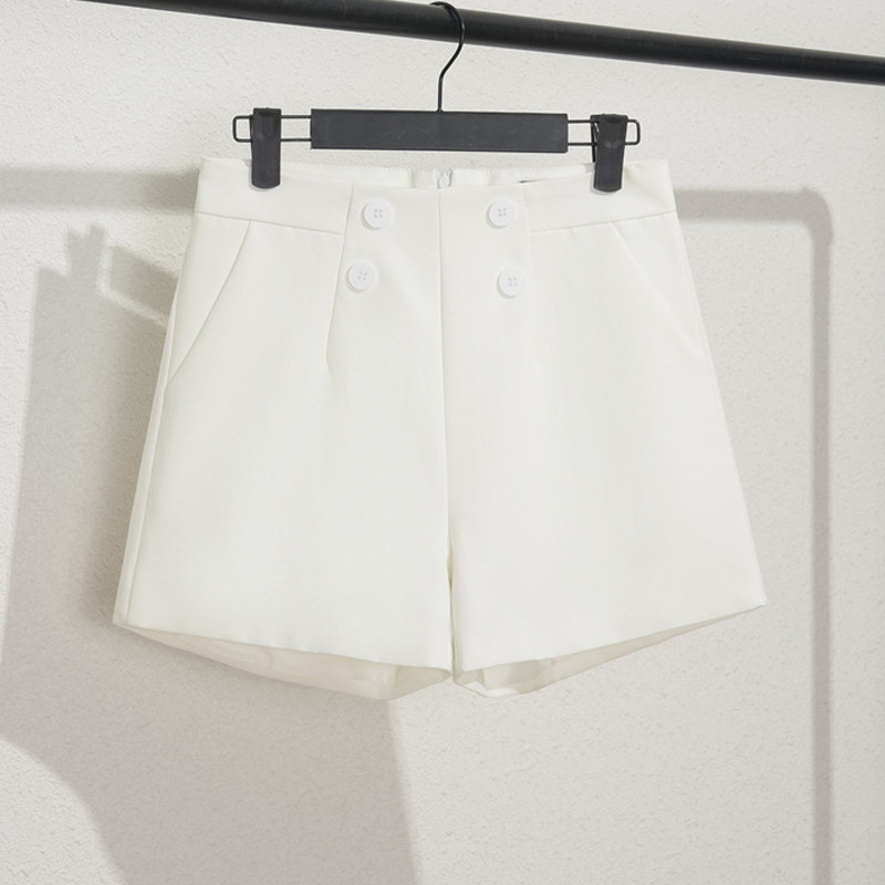 Sungtin gombos alap rövidnadrág női 7 színű magas derekú divat tömör széles lábú rövid nadrág Koreai nyári rövidnadrág Női ruhák 2022