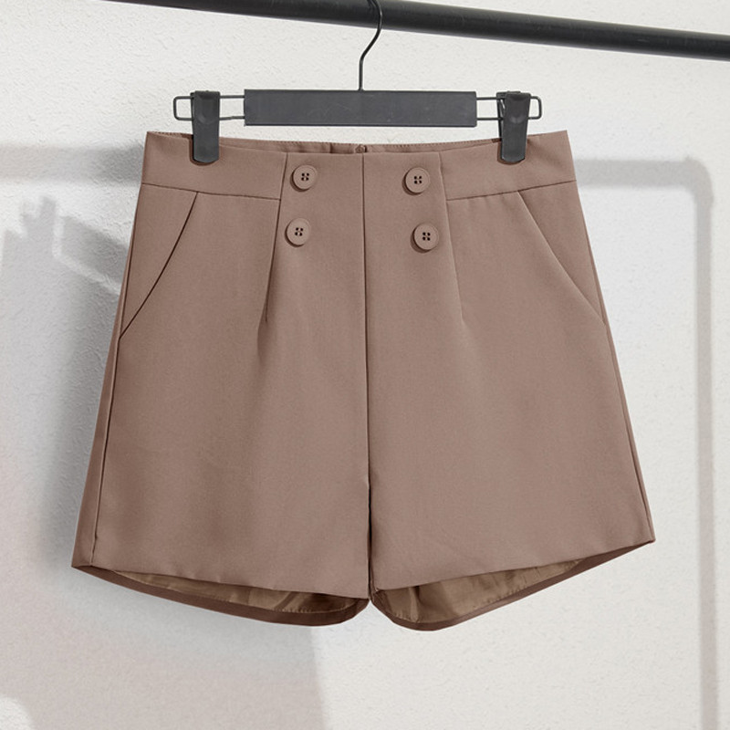 Sungtin gombos alap rövidnadrág női 7 színű magas derekú divat tömör széles lábú rövid nadrág Koreai nyári rövidnadrág Női ruhák 2022