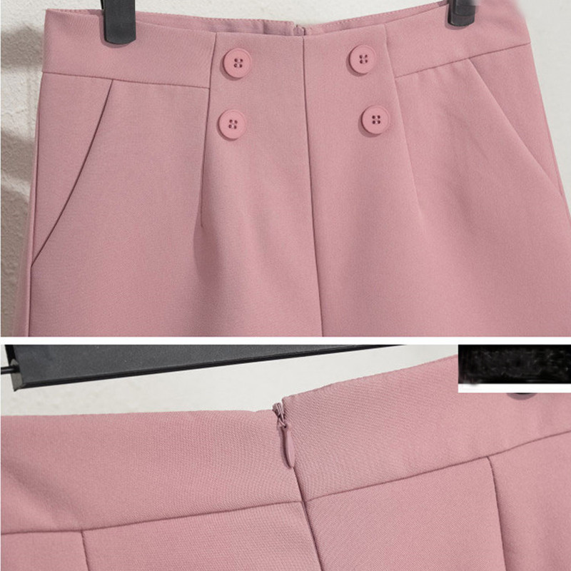 Sungtin gombos alap rövidnadrág női 7 színű magas derekú divat tömör széles lábú rövid nadrág Koreai nyári rövidnadrág Női ruhák 2022