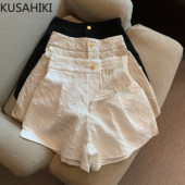KUSAHIKI 2022 m. vasaros moteriški šortai aukštu juosmeniu korėjietiški žakardo madingi apatiniai priežastiniai platūs trumpi moteriški šortai