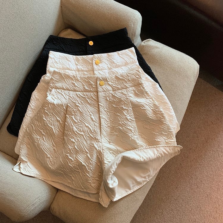 KUSAHIKI 2022 m. vasaros moteriški šortai aukštu juosmeniu korėjietiški žakardo madingi apatiniai priežastiniai platūs trumpi moteriški šortai