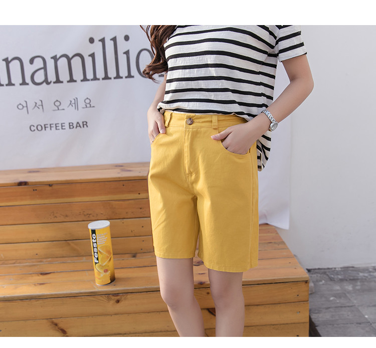 Plus Size 3XL Pantaloni scurți de femeie, culoare bomboană, buzunar, drept pentru femei, îmbrăcăminte pentru femei, casual, kaki, pentru femei B74905J