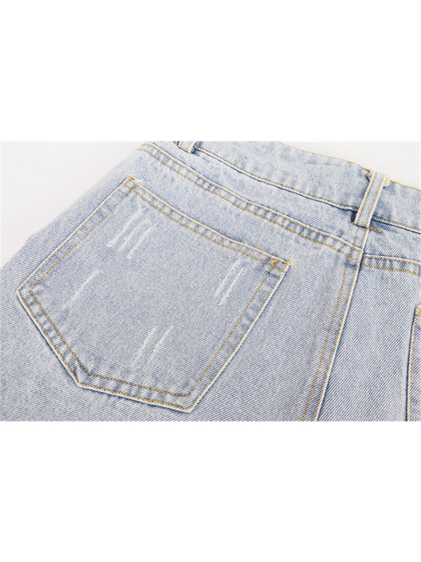 Szexi nyári női farmer rövidnadrág 2022 nyári kék magas derekú rövid farmer Női divat szakadt lyukas rózsaszín oldalsó fűzős masni meleg nadrág