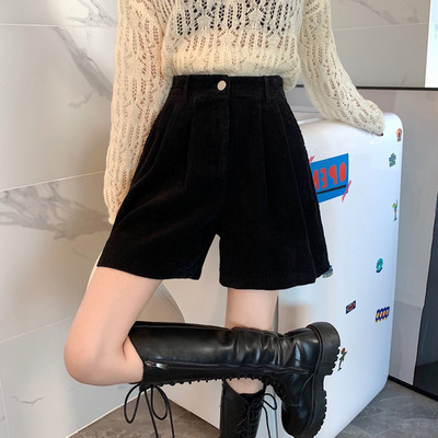 Moteriški šortai plačiomis kojomis velvetas aukštu juosmeniu koledžas Nauji vintažiniai mergaitiški Harajuku stilingi gatvės drabužiai Hipster Femme Y2k Hot Pants