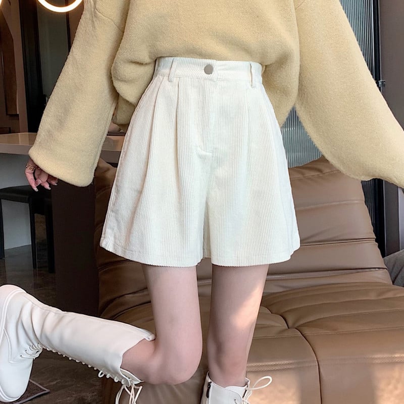 Lühikesed püksid Naiste laia säärega Velvet Kõrge vöökoht Kolledž Uus Vintage Girlish Harajuku Stiilne tänavarõivastus Hipster Femme Y2k Hot Pants