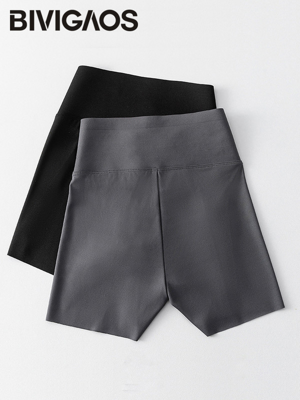 BIVIGAOS Pantaloni scurți de rechin cu talie înaltă, de vară, pentru femei, pantaloni scurți pentru alergare, ciclism, sexy, cu talie în V, pentru fitness