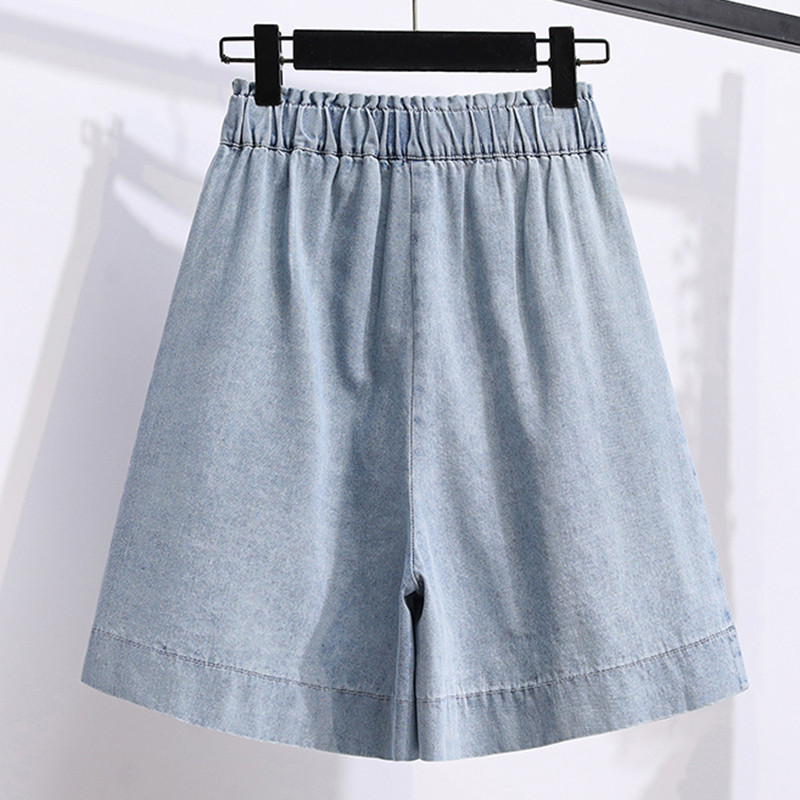 LJSXLS 2022 nyári ruhák Vintage laza, magas derekú farmer rövidnadrágok, női széles szárú, alkalmi pamut, női farmer rövidnadrágok, kék, rövid női