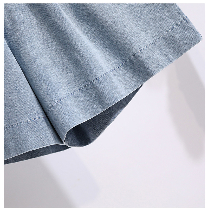 LJSXLS 2022 nyári ruhák Vintage laza, magas derekú farmer rövidnadrágok, női széles szárú, alkalmi pamut, női farmer rövidnadrágok, kék, rövid női