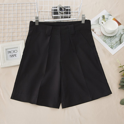 Suvised pikad lühikesed püksid naistele kõrge vöökohaga vabaaja roosad vabad khaki põlvepikkused naiste laia säärega lühikesed püksid taskutega