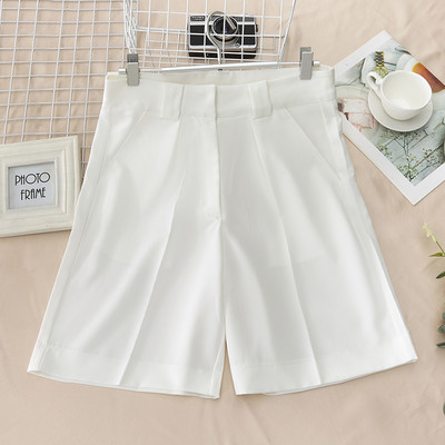 Suvised pikad lühikesed püksid naistele kõrge vöökohaga vabaaja roosad vabad khaki põlvepikkused naiste laia säärega lühikesed püksid taskutega