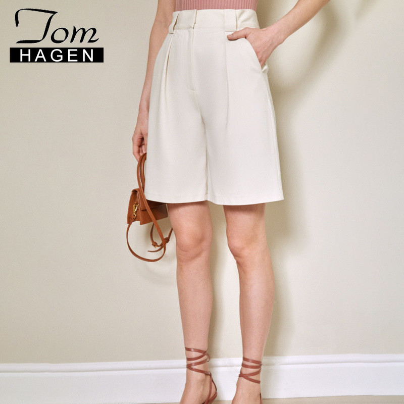 Suvised pikad lühikesed püksid naistele kõrge vöökohaga vabaaja roosad vabad khaki põlvepikkused naiste laia säärega lühikesed püksid taskutega