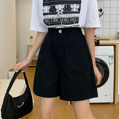 Rövidnadrágok Női Solid Minimalista Női Elegáns nyári koreai diák High Street laza, széles nadrág Népszerű BF stílus Ulzzang