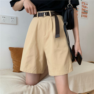 Rövidnadrágok Női Solid Minimalista Női Elegáns nyári koreai diák High Street laza, széles nadrág Népszerű BF stílus Ulzzang