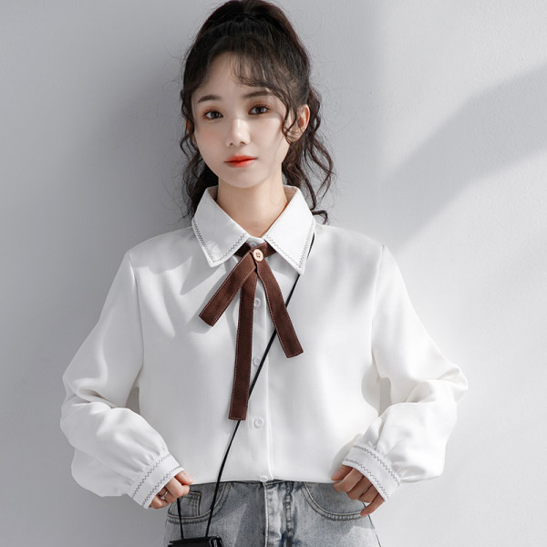 Új modell női ing fűzővel és klasszikus gallérral - fehér és barna színben