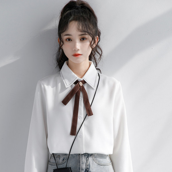 Új modell női ing fűzővel és klasszikus gallérral - fehér és barna színben