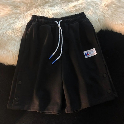 Krūtelių dizaino sportiniai šortai laisvalaikio universalūs išoriniai drabužiai elastiniu juosmeniu penkių taškų kelnės madingi šortai moteriški šortai aukštu juosmeniu