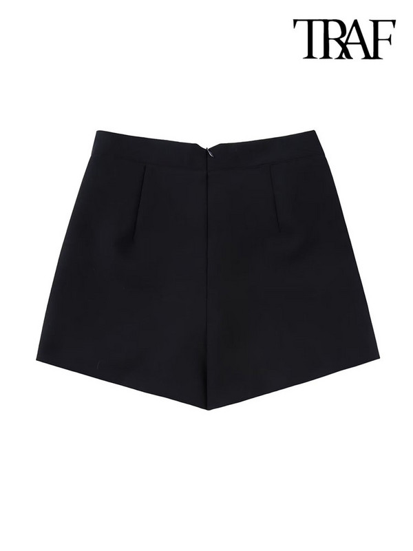 TRAF Ženska moda s asimetričnim pojasom, kratke suknje, vintage ženske kratke hlače s patentnim zatvaračem visokog struka Mujer