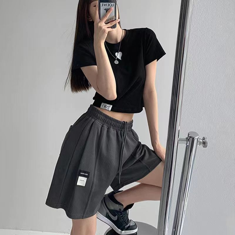 Naiste lühikesed püksid, nöör, lihtsad unisex tänavarõivad, treening Korea stiilis kõrgkoolid, kõrge vöökohaga disain, sobivad suvepüksid