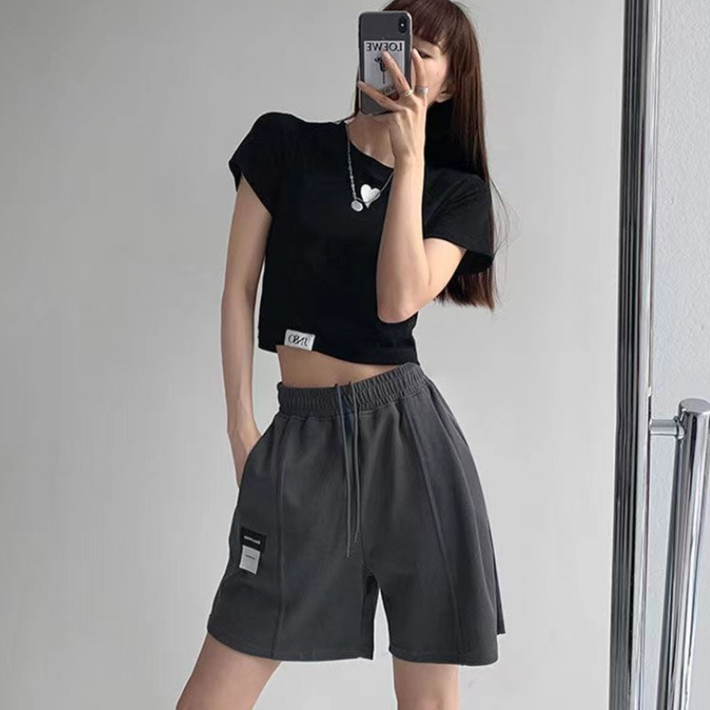 Naiste lühikesed püksid, nöör, lihtsad unisex tänavarõivad, treening Korea stiilis kõrgkoolid, kõrge vöökohaga disain, sobivad suvepüksid